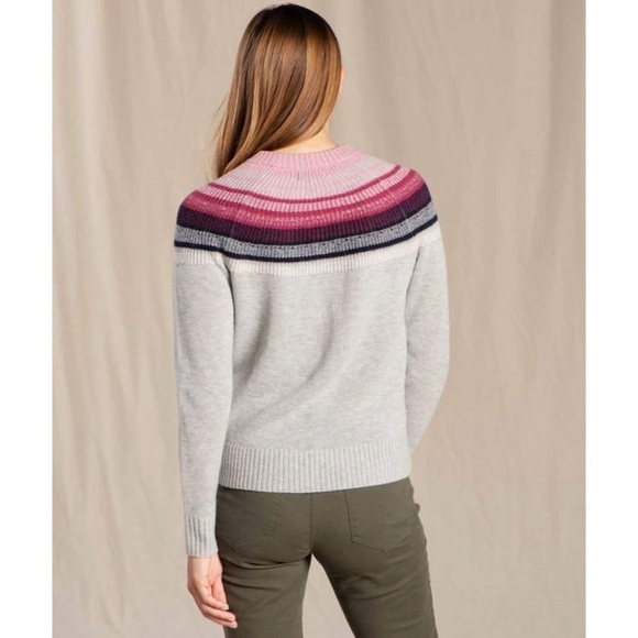 NWT Toad&Co Women’s Wool Blend Nordic Cazadero Crew Sweater in Light Ash size XL - Picture 2 of 9